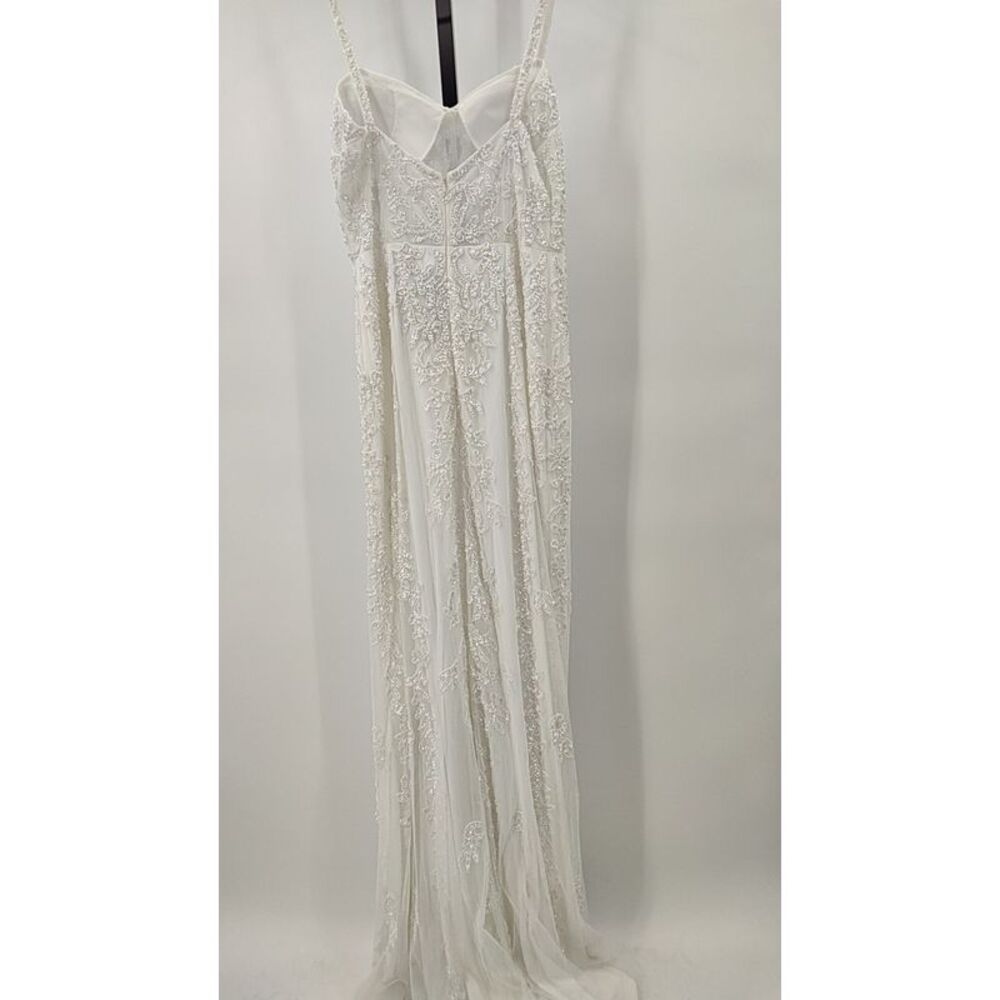 Lulu's White Beaded Spaghetti Strap Wedding Dress - Picture 2 of 2